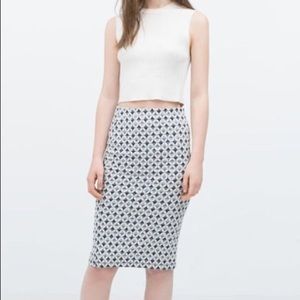 Zara Geometric Print Pencil Skirt